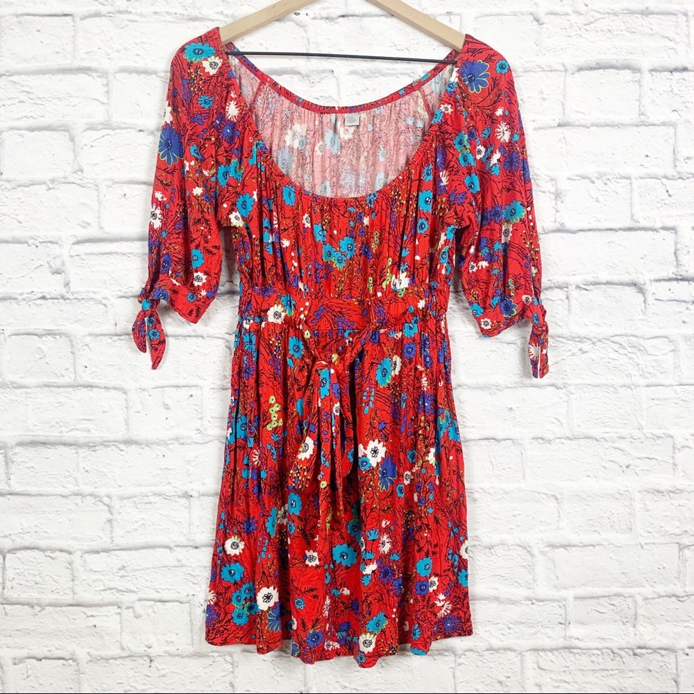 Anthro Ric Rac Binoculars tunic M floral print tie